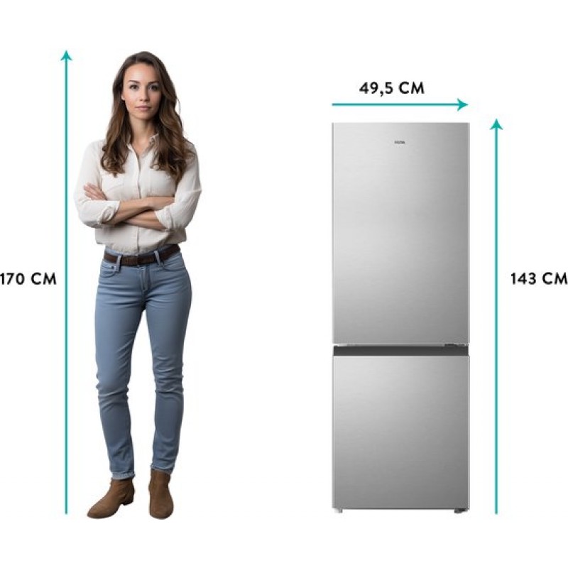 ETNA KCV343RVS - Koel/vriescombinatie - RVS - Heldere LED verlichting - Automatisch ontdooien - Energieklasse C - Geluidsniveau 39 dB(A)