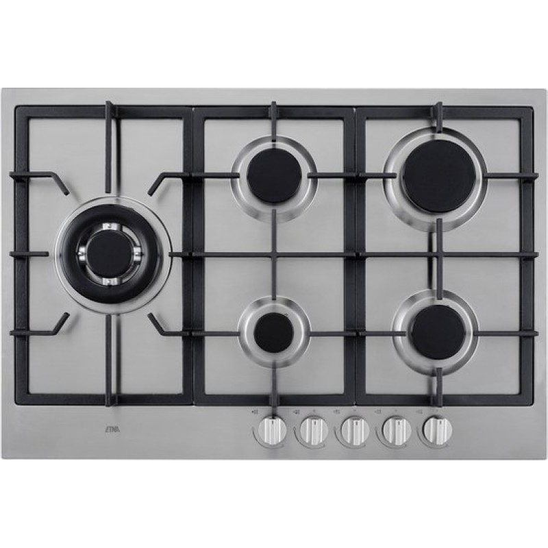 ETNA KG875RVSA - Gaskookplaat - 5 pits met wokbrander - 75 cm - RVS
