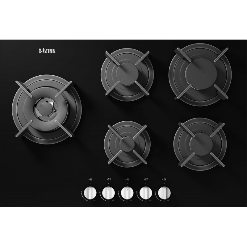 ETNA KGG870ZTA - Gaskookplaat - Gas-op-glas - 75 cm - Zwart