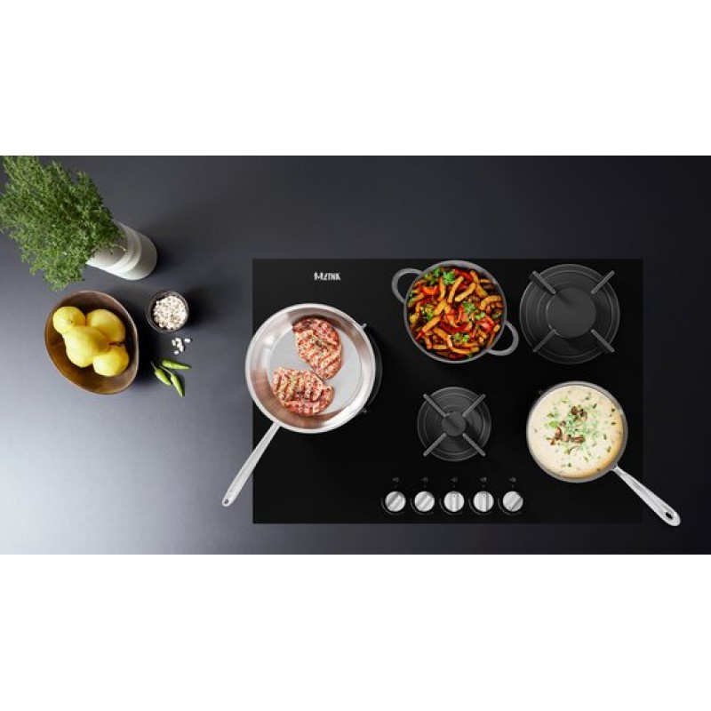 ETNA KGG870ZTA - Gaskookplaat - Gas-op-glas - 75 cm - Zwart