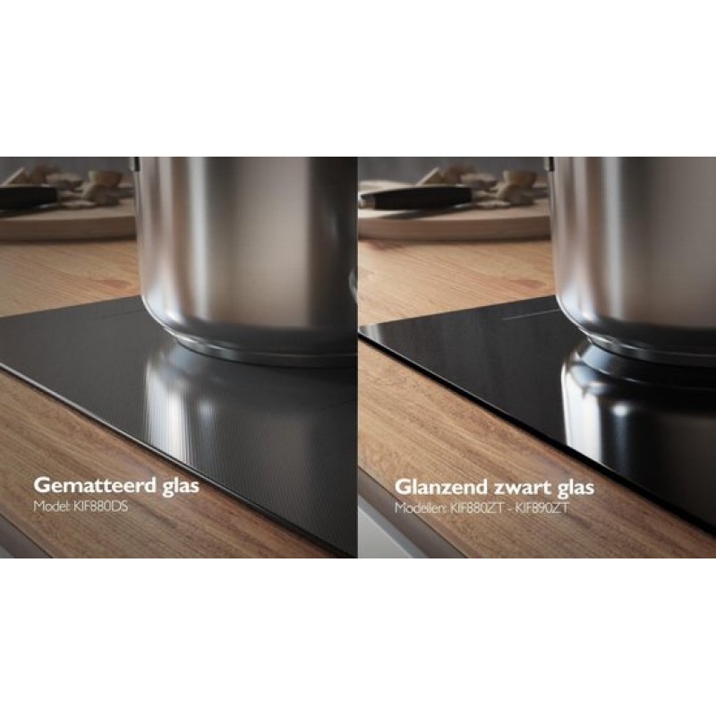 ETNA KIF880ZT - Inbouw inductiekookplaat - Zwart - 80 cm - 1/2/3 fase - 5 zones - 2 octavormige kookzones voor extra groot kookoppervlak - 5 timers