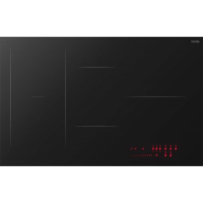 ETNA KIF880ZT - Inbouw inductiekookplaat - Zwart - 80 cm - 1/2/3 fase - 5 zones - 2 octavormige kookzones voor extra groot kookoppervlak - 5 timers