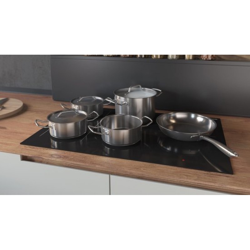 ETNA KIF880ZT - Inbouw inductiekookplaat - Zwart - 80 cm - 1/2/3 fase - 5 zones - 2 octavormige kookzones voor extra groot kookoppervlak - 5 timers