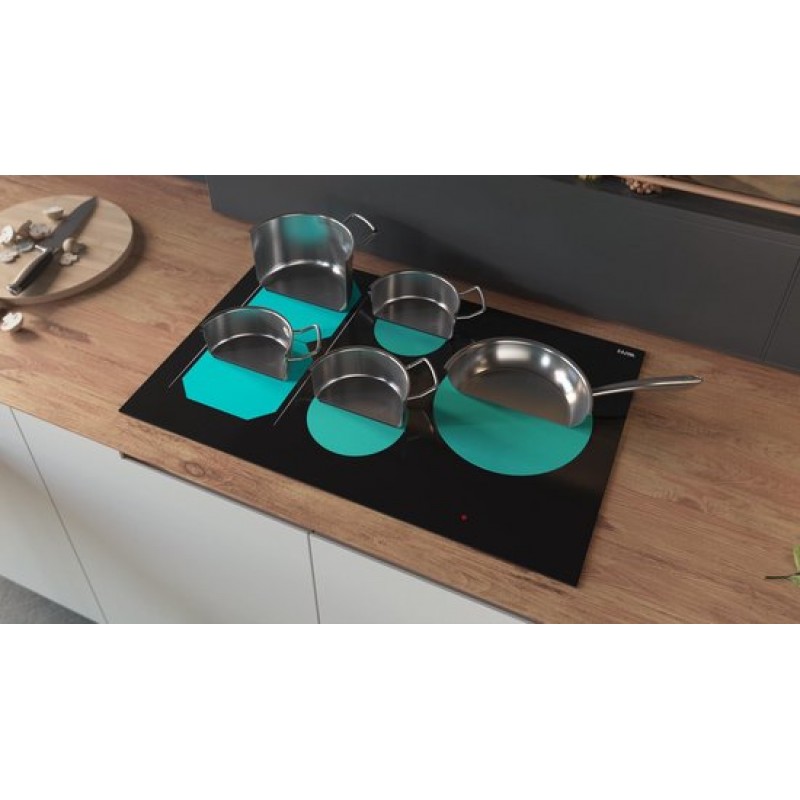 ETNA KIF880ZT - Inbouw inductiekookplaat - Zwart - 80 cm - 1/2/3 fase - 5 zones - 2 octavormige kookzones voor extra groot kookoppervlak - 5 timers
