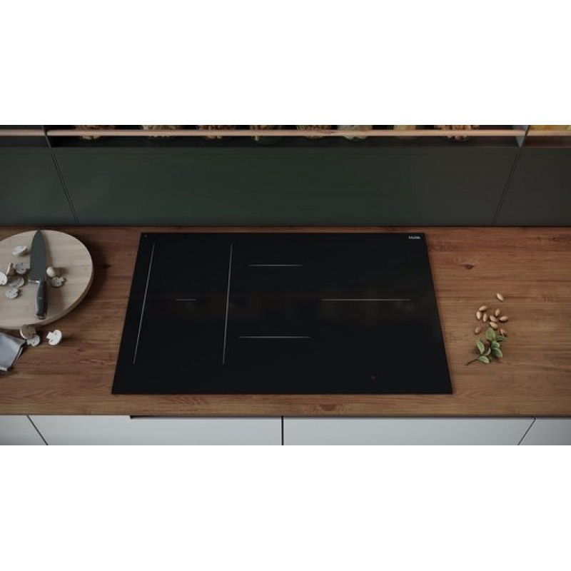 ETNA KIF880ZT - Inbouw inductiekookplaat - Zwart - 80 cm - 1/2/3 fase - 5 zones - 2 octavormige kookzones voor extra groot kookoppervlak - 5 timers