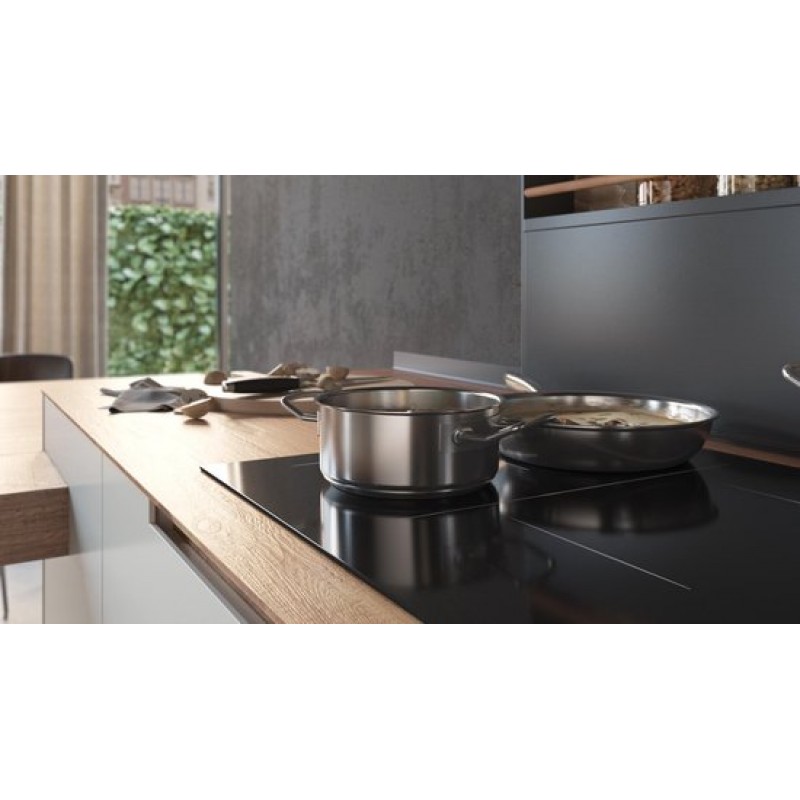ETNA KIF880ZT - Inbouw inductiekookplaat - Zwart - 80 cm - 1/2/3 fase - 5 zones - 2 octavormige kookzones voor extra groot kookoppervlak - 5 timers
