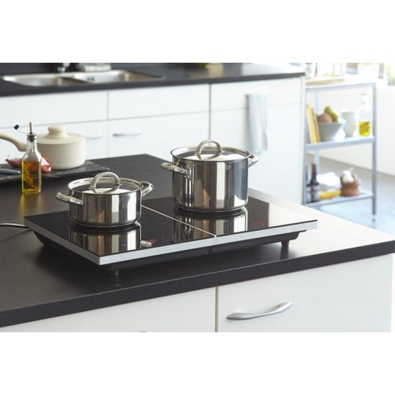 ETNA KIV12ZIL - vrijstaande inductie kookplaat - Zwart/Zilver