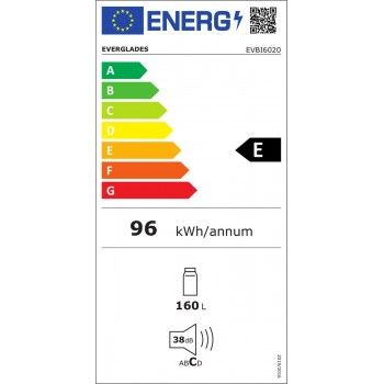 Everglades EVBI6020 - Inbouw Koelkast - 160 Liter - E Klasse - Nismaat 102 cm Hoog - Sleep Deur