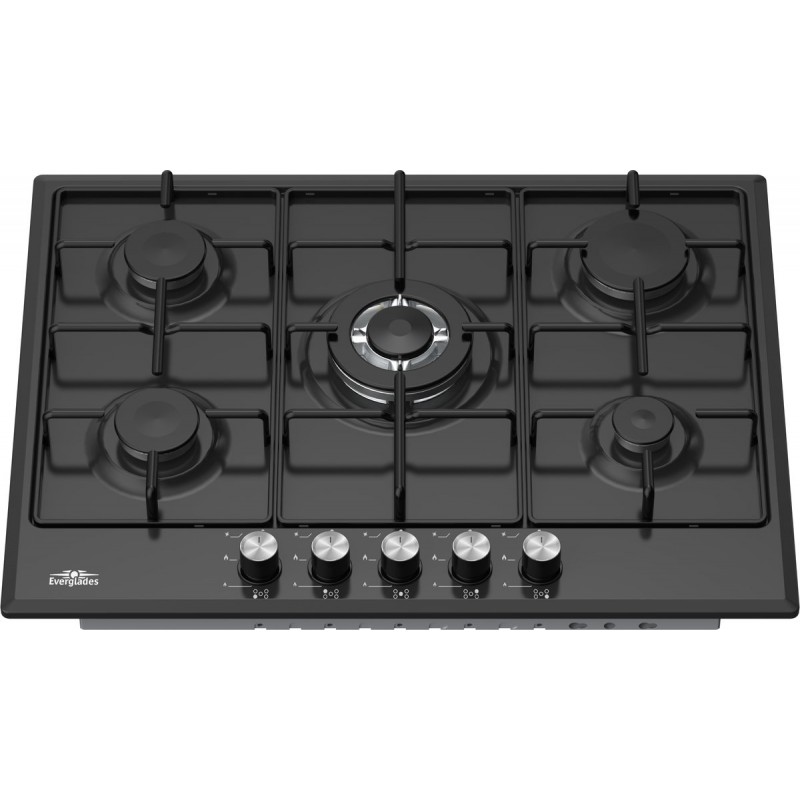 Everglades EVBI8512 Inbouw Gaskookplaat - 5 Pits - Mat Zwart - 60cm Nis - Wokbrander