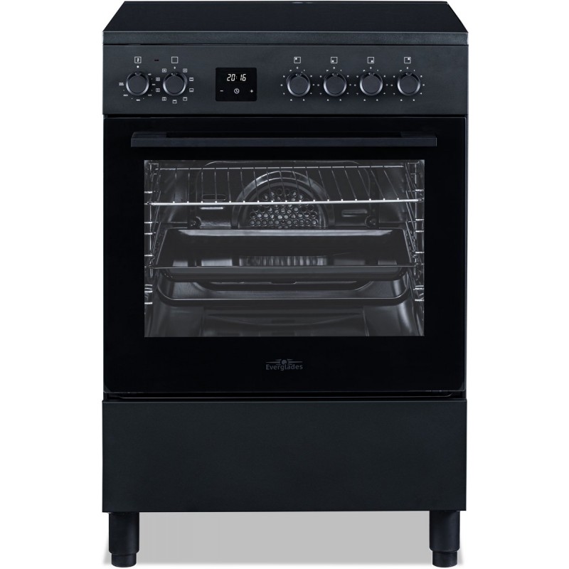 Everglades EVCK6250 Pro Line - Inductiefornuis - Mat Zwart - 60 CM - Inductie Met Simpele Draaiknop Bediening - Digitale Timer - 9 Ovenstanden