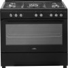 Everglades EVCK9010 - Gasfornuis - Mat Zwart - 90CM - 96 Liter - 8 Ovenstanden - Turbo Hete Lucht Oven - Timer - Wokbrander