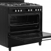 Everglades EVCK9010 - Gasfornuis - Mat Zwart - 90CM - 96 Liter - 8 Ovenstanden - Turbo Hete Lucht Oven - Timer - Wokbrander