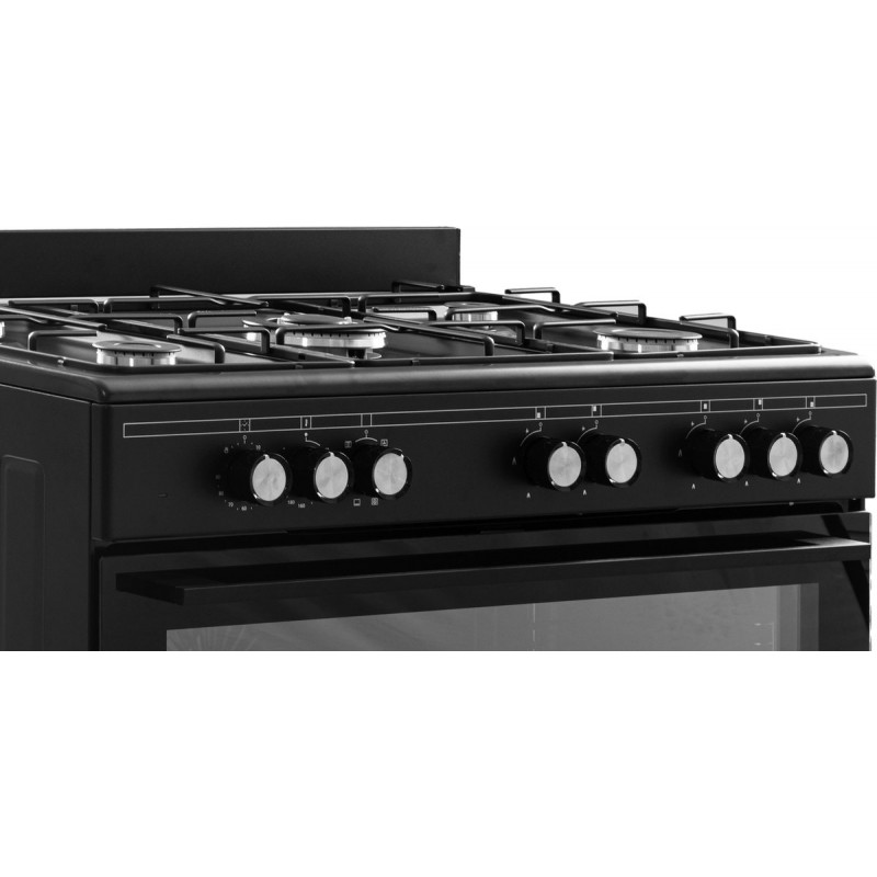 Everglades EVCK9010 - Gasfornuis - Mat Zwart - 90CM - 96 Liter - 8 Ovenstanden - Turbo Hete Lucht Oven - Timer - Wokbrander