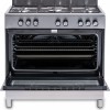 Everglades EVCK9011 - Gasfornuis - RVS - 90CM - 96 Liter - 6 Ovenstanden - Wokbrander - Timer