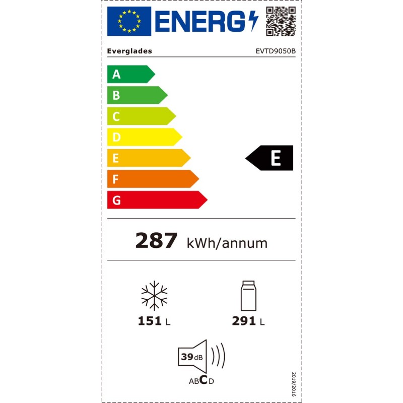 Everglades EVTD9050B - Side By Side - Zwart - 442 Liter - E Klasse - Met Display - 39 dB