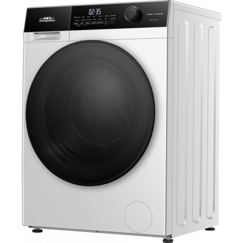 Everglades EVWM71411AW Zuinige Wasmachine - 7KG Laadvermogen - A Klasse - Stoomfuncties - Koolborstelloze Motor - 72dB - Alpine Wit