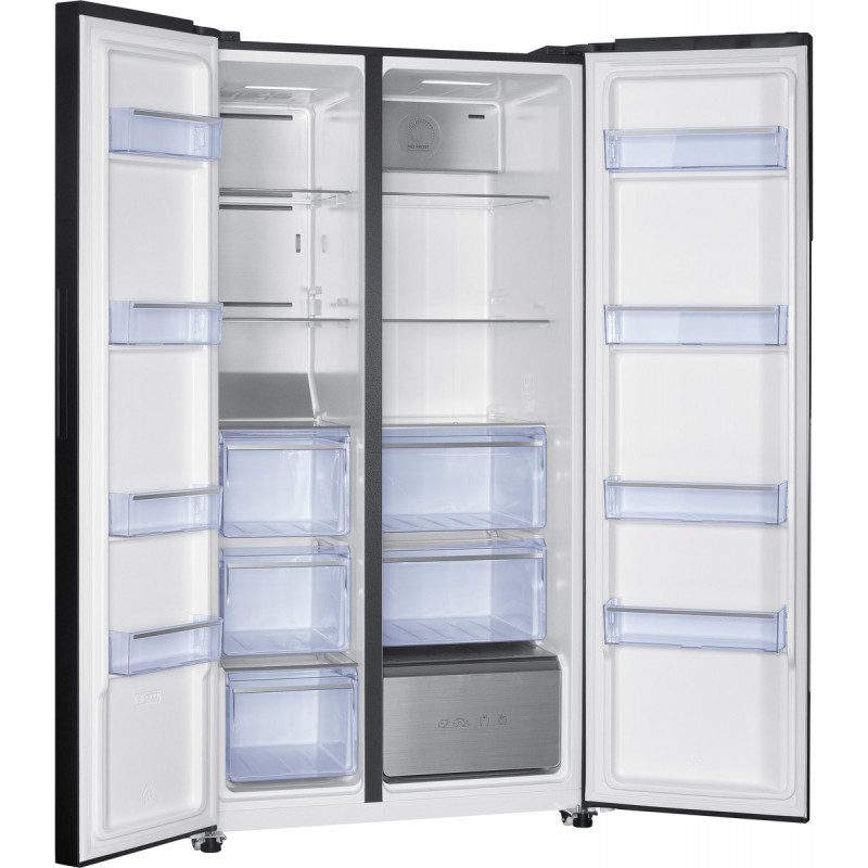 Frilec BONNSBS-680-040CB - Amerikaanse koelkast - C label - Supervriezen - Digitaal Display - Fresh Zone - 595 Liter - Zwart