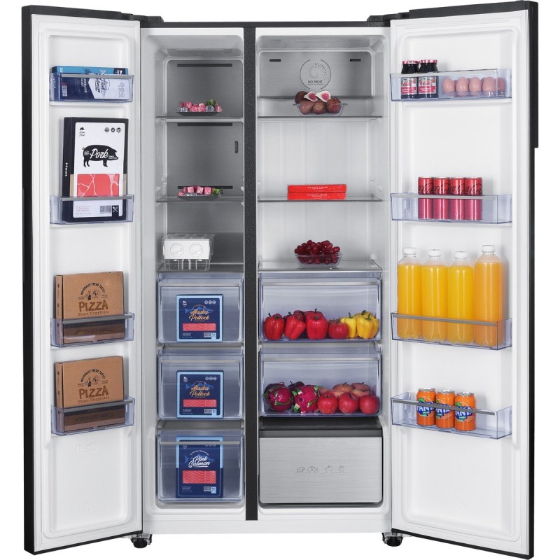 Frilec BONNSBS-680-040CB - Amerikaanse koelkast - C label - Supervriezen - Digitaal Display - Fresh Zone - 595 Liter - Zwart