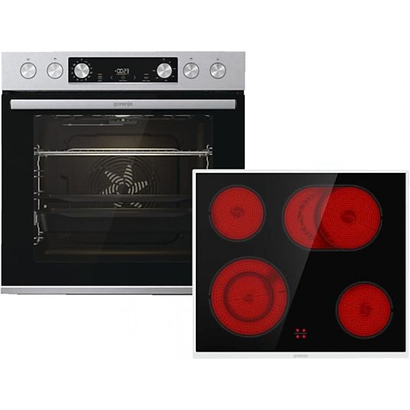 GORENJE STALEN SET 4 (BCS6737E06X+ECD634X), Inbouw ovenset (glaskeramische kookplaat, A, 77 l)
