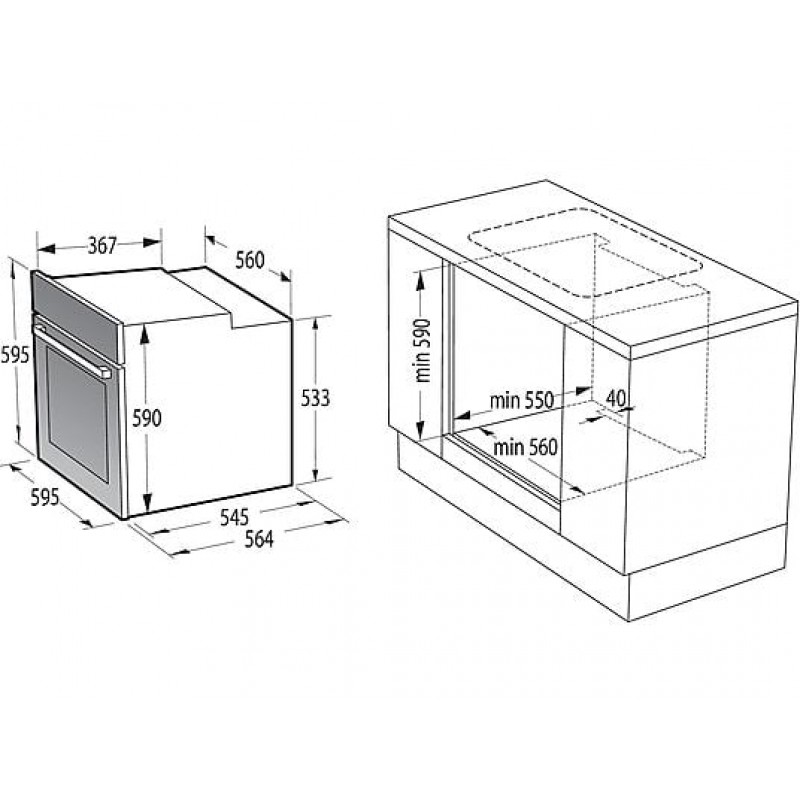 GORENJE STALEN SET 4 (BCS6737E06X+ECD634X), Inbouw ovenset (glaskeramische kookplaat, A, 77 l)