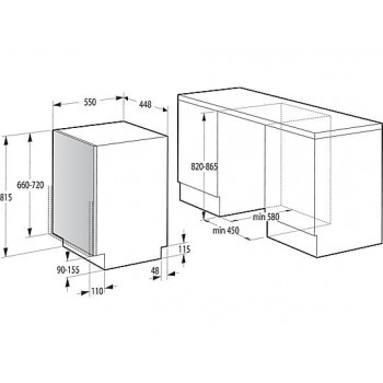 GORENJE GV 561 D 10  Vaatwasser (volledig geïntegreerd (besteklade, 448 mm breed, 45 dB (A), D))