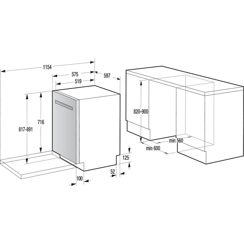 GORENJE ULTRA16BUWIFIX vaatwasser (onderbouwmodel, 598 mm breed, 39 dB(A), B)