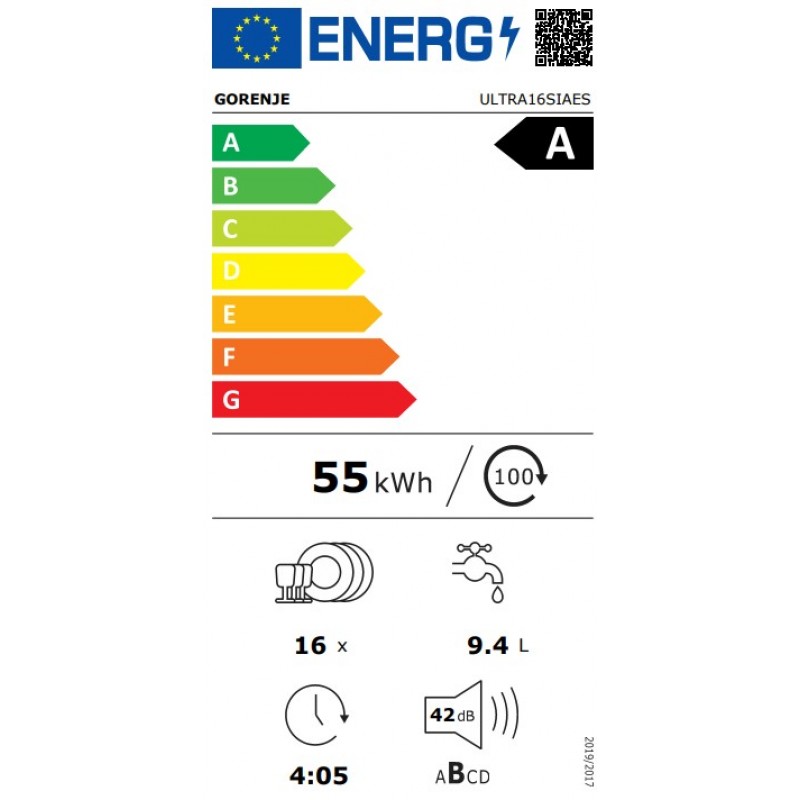 GORENJE ULTRA16SIAES vaatwasser (gedeeltelijk inbouwbaar, 598 mm breed, 42 dB(A), A)