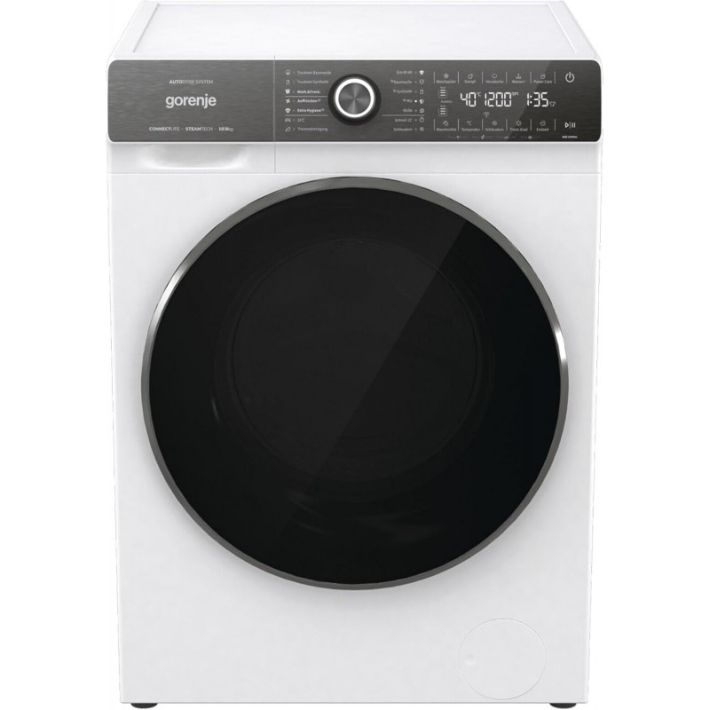 Gorenje WD2S164ADSWA/DE, Voorlader, Vrijstaand, Wit, Links, Zwart, Draaiknop, Touch