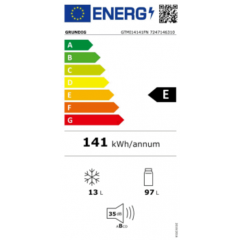 Grundig GTMI 14141 FN -  Inbouwkoelkast met vriesvak -  wit