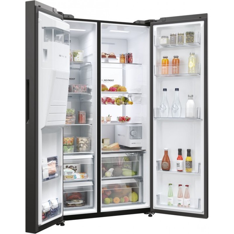Haier - HSW79F18DIPT - Amerikaanse koelkast - 601L - Total No Frost - Multi Air Flow - Fresh water and ice - Energieklasse D