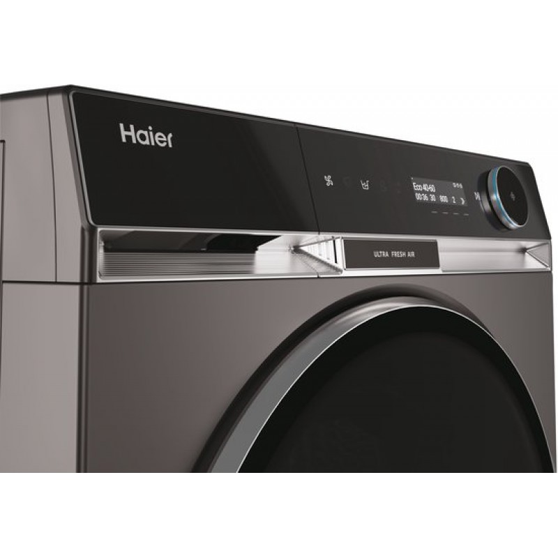 Haier HW100-BD14397PGUS – De stilste wasmachine op de markt – 10 kg – Energieklasse A – Stoomfunctie – Automatische dosering – Direct Motion-motor – Antibacteriële behandeling (ABT) – 16 programma’s – Antraciet
