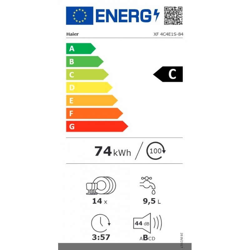 Haier XF 4C4E1S-84 | Vrijstaande vaatwasser | RVS | C