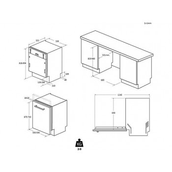 HAIER XI 4C4E1B-84 Washables Plus Serie 2 Vaatwasser (volledig geïntegreerd, 597 mm breed, 44 dB (A), C)