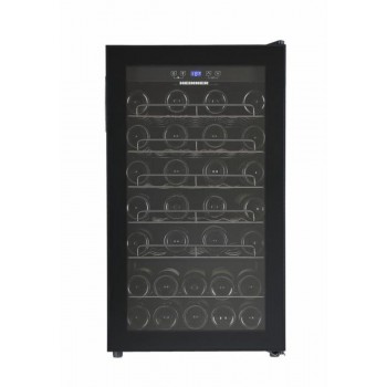 Heinner HRV-A118DRM40 Wijnkoelkast – 118 L – Geschikt voor 40 Flessen – LED-display – 5+1 Verchroomde Metalen Leggers – Omkeerbare Deur – Zwart