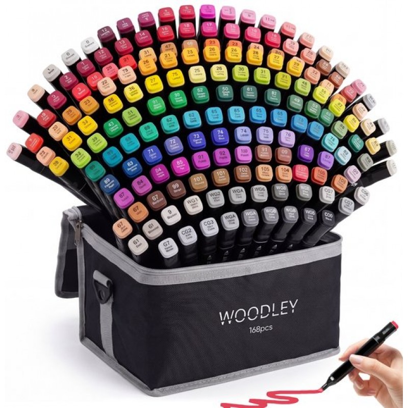 Twinmarkers - 168 stuks - voor volwassenen - Alcohol markers - Stiften - Markeerstiften - PreciesDat - Inclusief Opbergtas