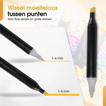 Woodley Dubbelzijdige Stiften - 168 kleuren - Voor volwassen en kinderen - Markeerstiften - Dubbelzijdige stiften - Twinmarkers voor Happy Stones - Alcohol Markers
