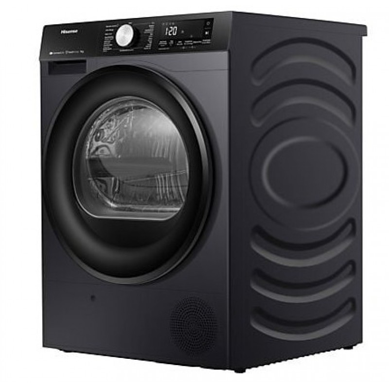 Hisense 3S Serie DH3S902BB3 - Zwarte Wasdroger met Energielabel C - Warmtepompdroger - 9kg - ConnectLife - Trommelverlichting - AutoDry - Quick Dry - Allergy Care