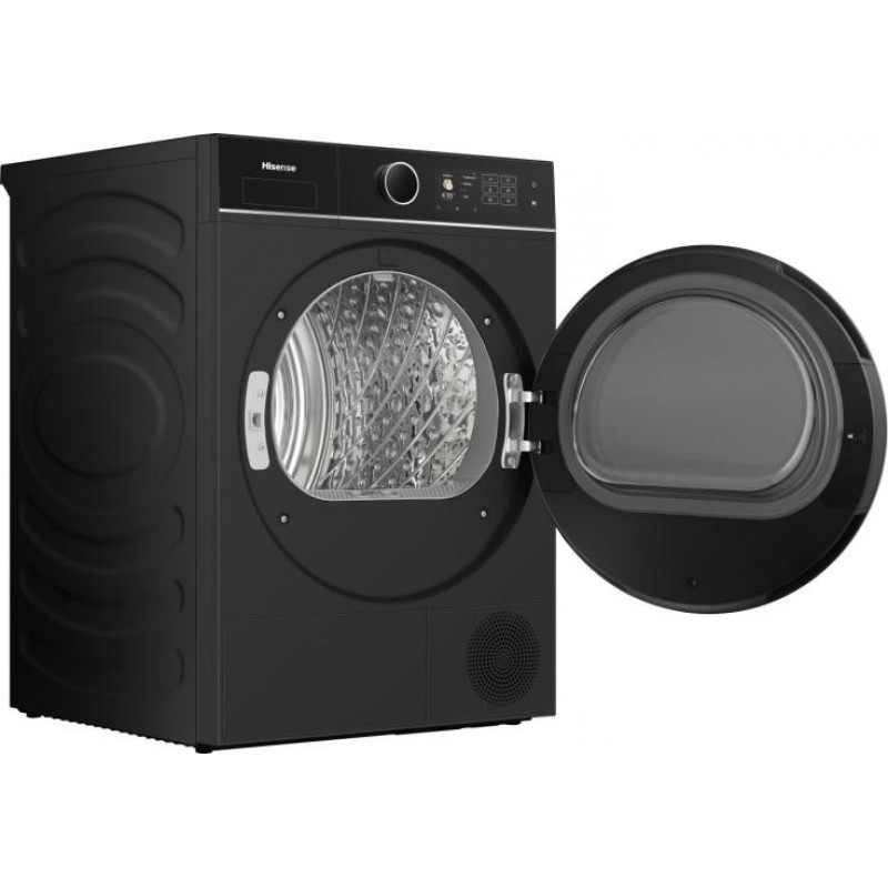 Hisense DH5I104BBAB - Wasdroger - 10 kg - Zwart - Warmtepomp - Vrijstaand - Energieklasse A - Auto Dry - iCare - iDry - Trommelverlichting - ConnectLife - TouchScreen - Stoom functie - Anti Kreuk