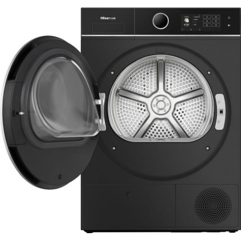 Hisense DH5I104BBAB - Wasdroger - 10 kg - Zwart - Warmtepomp - Vrijstaand - Energieklasse A - Auto Dry - iCare - iDry - Trommelverlichting - ConnectLife - TouchScreen - Stoom functie - Anti Kreuk