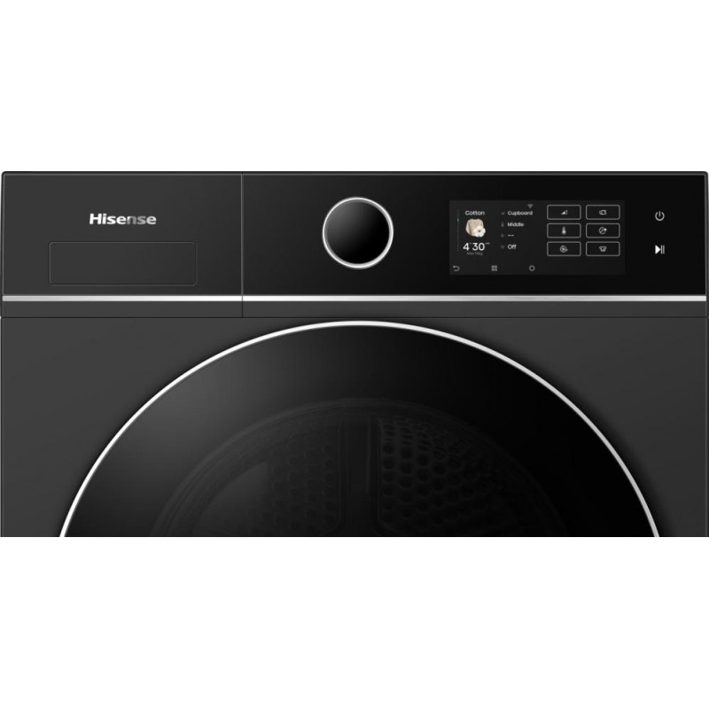 Hisense DH5I104BBAB - Wasdroger - 10 kg - Zwart - Warmtepomp - Vrijstaand - Energieklasse A - Auto Dry - iCare - iDry - Trommelverlichting - ConnectLife - TouchScreen - Stoom functie - Anti Kreuk