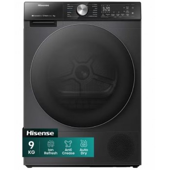 Hisense DH5S902BB, 9 kg warmtepompdroger, energielabel A+++, zwart