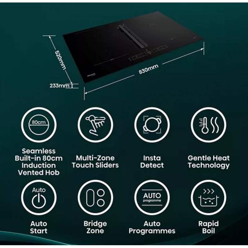 HISENSE Hi6 HEH8432BSCWF 83 cm afzuigkap met brugzone - Zwart