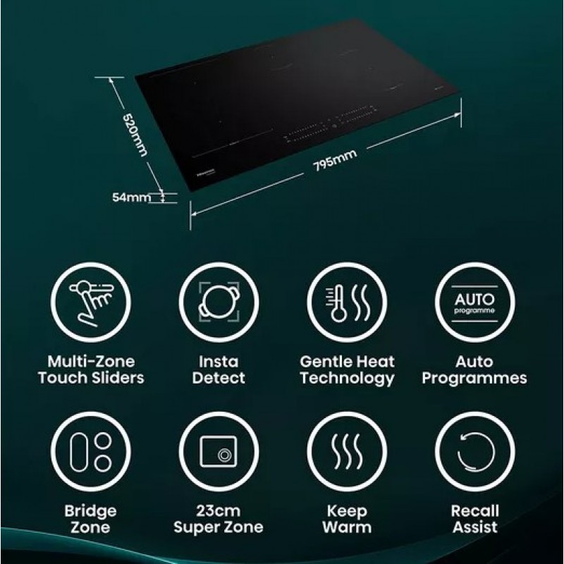 HISENSE Hi6 HI8432BSCWF 80 cm elektrische inductie smart kookplaat - zwart