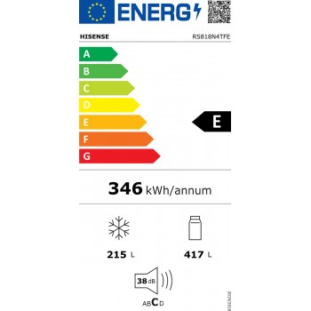 Hisense RS818N4TFE Amerikaanse koelkast Vrijstaand 632 l E Zwart