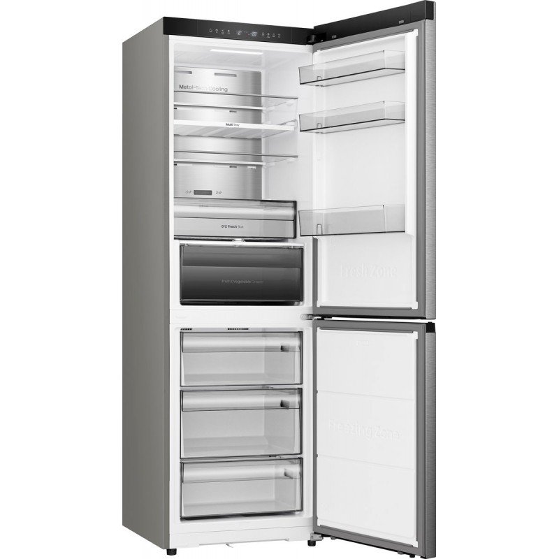 Hisense RB3K330SAIC - Vrijstaande koel-vriescombinatie - 185 cm hoog - 330 liter - Energielabel C - Geluidsniveau 35 dB - LED Display - SuperCool - FastFreeze - Deuralarm - Kinderslot - Interverter Compressor - ConnectLife
