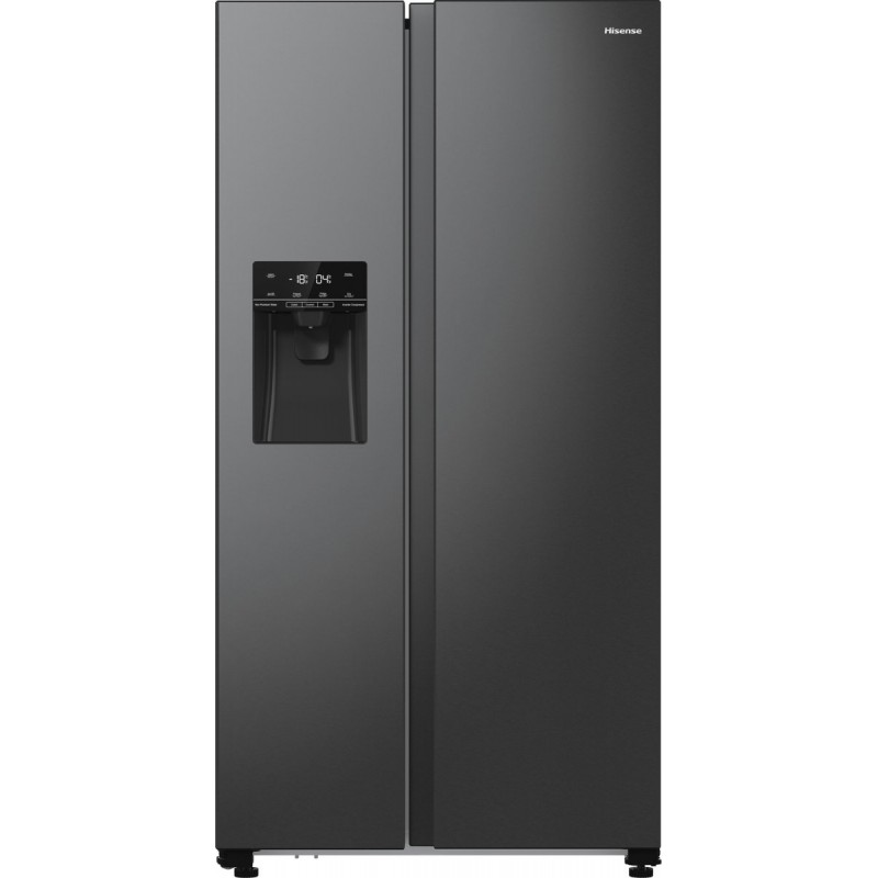 Hisense RS5P535NTFE - Amerikaanse koelkast - No-Frost - 178 cm hoog - 566 liter - Energielabel E - Invriesvermogen 12 kg/24u - Geluidsniveau 39 dB - LED Display - SuperCool - FastFreeze - Deuralarm - Interverter Compressor