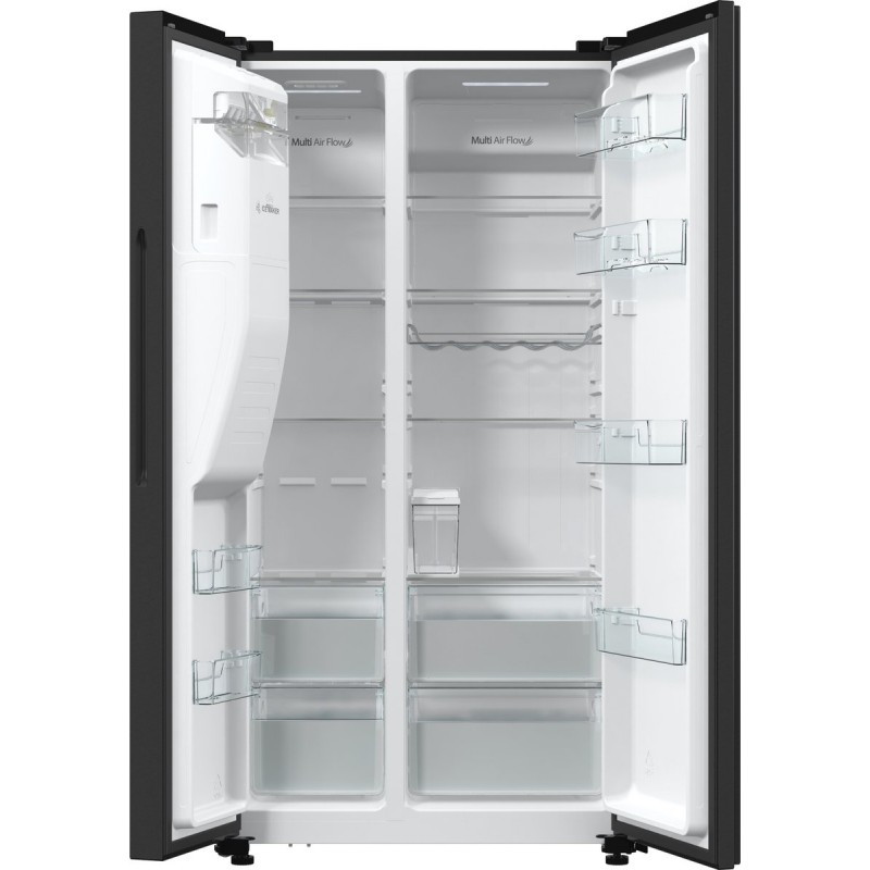 Hisense RS5P535NTFE - Amerikaanse koelkast - No-Frost - 178 cm hoog - 566 liter - Energielabel E - Invriesvermogen 12 kg/24u - Geluidsniveau 39 dB - LED Display - SuperCool - FastFreeze - Deuralarm - Interverter Compressor