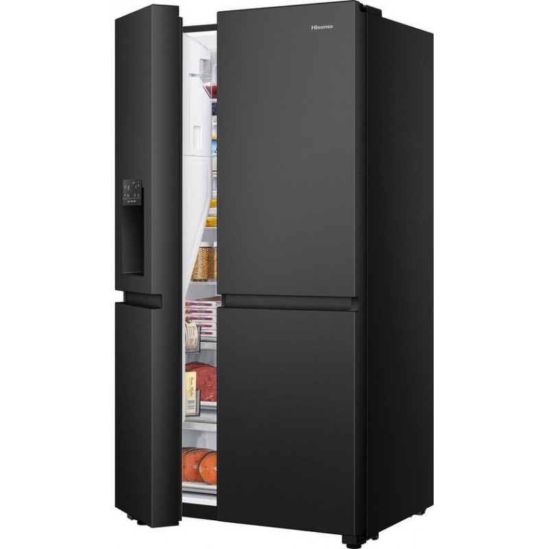 Hisense RS818N4IFD- Amerikaanse koelkast - Energielabel D - Vaste Wateraansluiting - Water- & ijsdispenser - Metal Cooling - No Frost - Multi-Air Flow - Fast Freeze - 35dB (A) - Inverter Compressor - 632 Liter