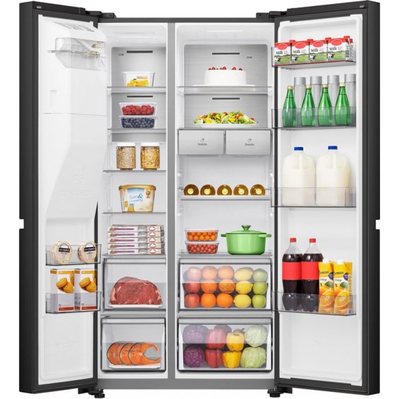 Hisense RS818N4IFD- Amerikaanse koelkast - Energielabel D - Vaste Wateraansluiting - Water- & ijsdispenser - Metal Cooling - No Frost - Multi-Air Flow - Fast Freeze - 35dB (A) - Inverter Compressor - 632 Liter