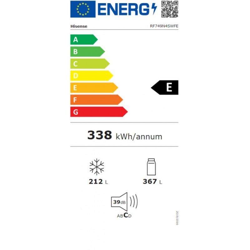 Hisense RF749N4SWFE Amerikaanse Koelkast 179 Cm